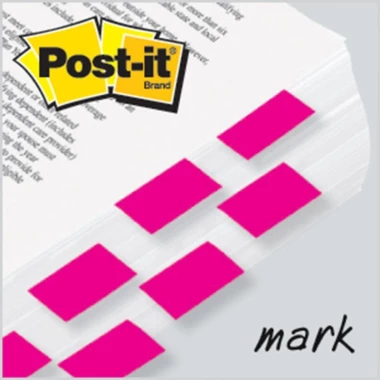 Zakładki samoprzylepne Post-it (680-BP2EU), proste, indeksujące, folia, pótransparentne, 25.4x43.2mm, 2x50 sztuk, jaskrawy różowy