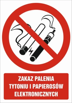 Znak "Zakaz palenia tytoniu i papierosów elektronicznych", folia samoprzylepna, 148x105mm