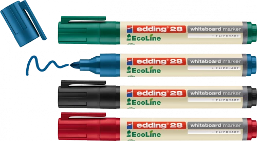 Marker suchościeralny edding 28 EcoLine, okrągła, 1.5-3mm, 4 sztuki, mix kolorów
