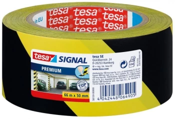 Taśma ostrzegawcza Tesa Signal Premium, samoprzylepna, PVC, 66mx50mm, czarno-żółty