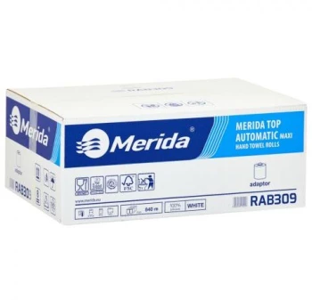 Ręcznik papierowy z adapterem Merida Maxi Auto, 2-warstwowy, 6x140m, 6 rolek, biały