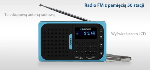 Radio przenośne Blaupunkt PR5BL, AM/FM, USB/microSD, czarno-niebieski