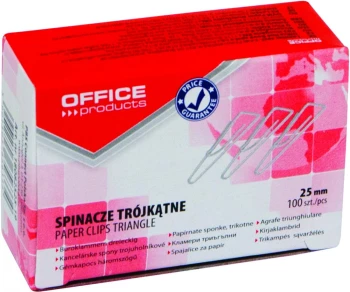 Spinacz Office Products, trójkątny, 25mm, 100 sztuk, srebrny