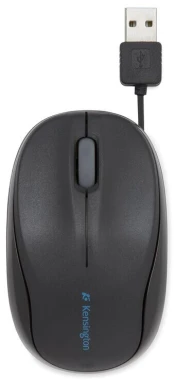Mysz przewodowa Kensington Pro Fit, ze zwijanym kablem, optyczna, czarny