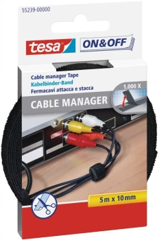 Taśma rzep do spinania kabli Tesa Cable Manager, 10mmx5m, czarny