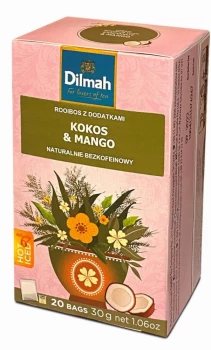 Herbata ziołowa w torebkach Dilmah Rooibos Coconut & Mango, kokos i mango, 20 sztuk x 1.5g
