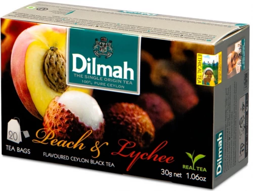 Herbata czarna w torebkach Dilmah Peach & Lychee, brzoskwinia i liczi, 20 sztuk x 1.5g