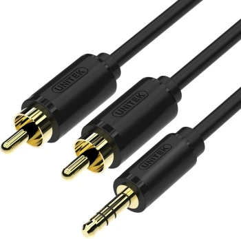 Kabel miniJack Unitek, 3.5mm - 2xRCA (M) cinch, 1.5m, czarny