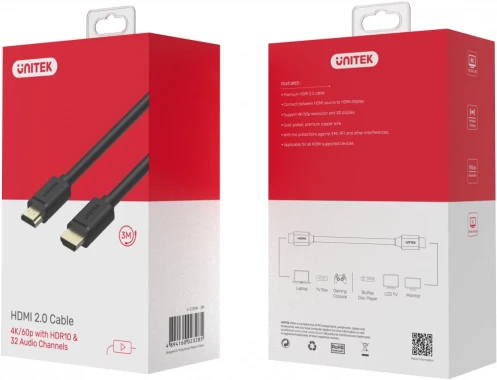 Kabel HDMI - HDMI Unitek Basic Gold Y-C139M, 3m, czarny