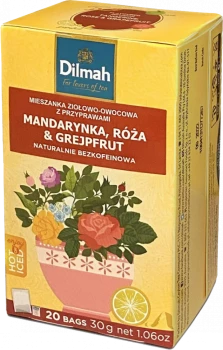 Herbata ziołowo-owocowa w torebkach Dilmah, mandarynka/róża/grejpfrut, 20 sztuk x 1.5g