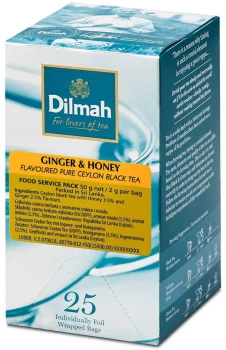 Herbata czarna aromatyzowana w kopertach Dilmah Ginger&Honey, imbir z miodem, 25 sztuk x 2g