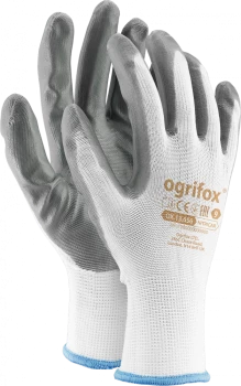Rękawice powlekane Ogrifox OX-NITRICAR WS, rozmiar 7, biało-szary