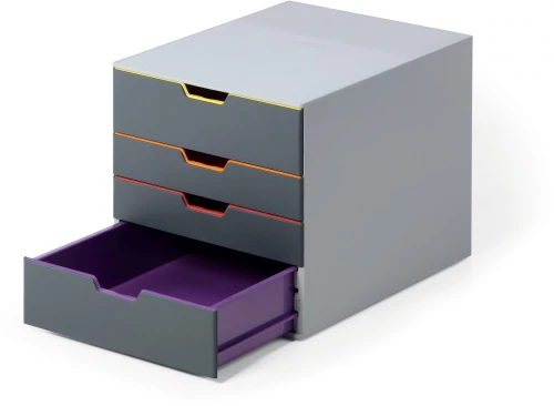 Pojemnik na dokumenty Durable Varicolor 4, z 4 kolorowymi szufladami, szary