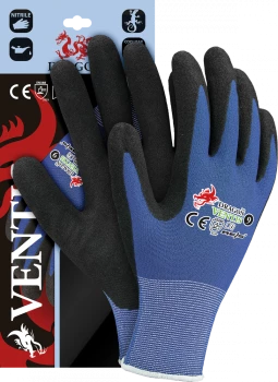 Rękawice powlekane Reis Ventis, rozmiar 8, niebiesko-czarny