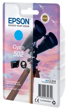 Tusz Epson 502 (C13T02V24010), 165 stron, 3.3ml, cyan (błękitny)