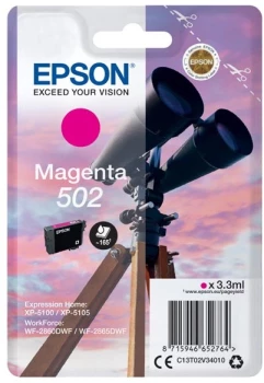 Tusz Epson 502 (C13T02V34010) 165 stron, 3.3ml, magenta (purpurowy)