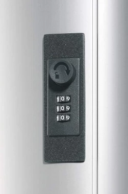 Szafka na klucze Durable Key Box Code, na 48 kluczy, z zamkiem szyfrowym i zawieszkami, srebrny