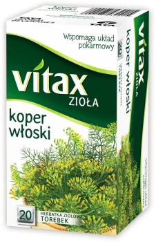 Herbata ziołowa w torebkach Vitax Zioła, koper włoski, 20 sztuk x 1.5g