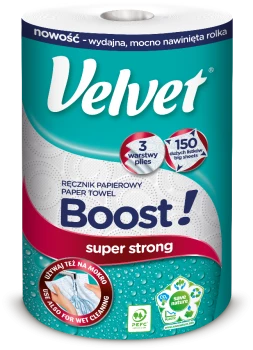 Ręcznik papierowy Velvet Boost, 3-warstwowy, w roli, 1 rolka, biały