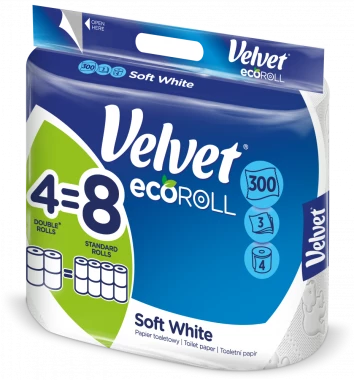 Papier toaletowy Velvet EcoRoll, 3-warstwowy, 4 rolki, biały
