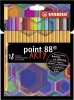 Cienkopis Stabilo Arty, Point 88 8818/1-20, 0.4mm, 18 sztuk, w etui, mix kolorów