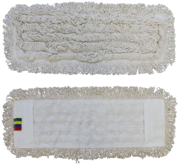 Mop płaski bawełniany Merida Economy, z kieszeniami, 50x13cm, biały- końcówka