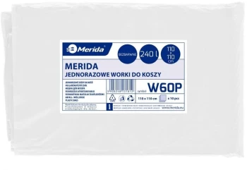 Worki na śmieci Merida, LDPE, 240l, 110x110cm, 10 sztuk, bezbarwny