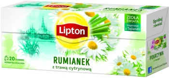 Herbata ziołowa w torebkach Lipton Zioła Świata, rumianek z trawą cytrynową, 20 sztuk x 1.3g