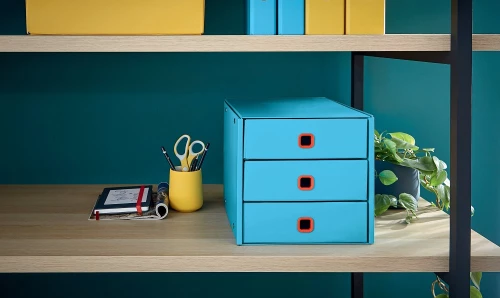 Pojemnik Leitz Click&Store Cosy, z 3 szufladami, do dokumentów, A4, niebieski