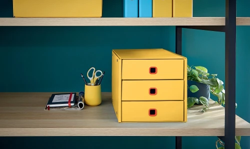 Pojemnik Leitz Click&Store Cosy, z 3 szufladami, do dokumentów, A4, żółty