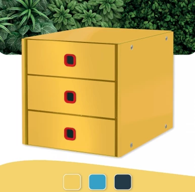 Pojemnik Leitz Click&Store Cosy, z 3 szufladami, do dokumentów, A4, żółty