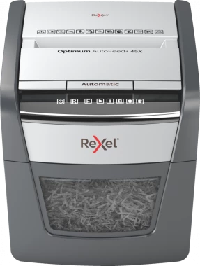 Niszczarka automatyczna Rexel Optimum AutoFeed+ 45X, konfetti 4x28 mm, 45 kartek,  P-4 DIN, czarny