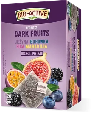 Herbata owocowo-ziołowa w kopertach Big Active Dark Fruits, jeżyna/borówka/figa/marakuja + czarnuszka, 20 sztuk x 2.25g