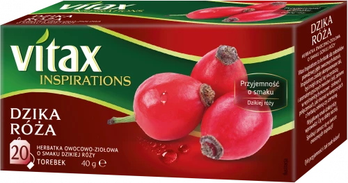 Herbata owocowa w torebkach Vitax Inspirations, dzika róża, 20 sztuk x 2g
