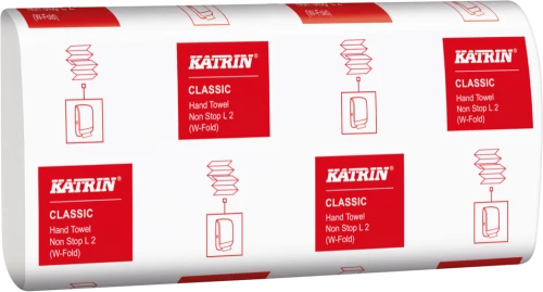 Ręcznik papierowy Katrin Classic Non Stop L-2 61549, dwuwarstwowy, w składce W-fold, 25x120 składek, biały