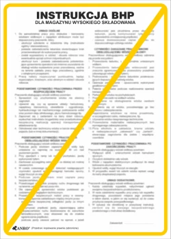 Tabliczka informacyjna Instrukcja BHP i PPOŻ "BHP dla magazynu wysokiego składowania" Anro, 25x35cm