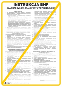 Tabliczka informacyjna Instrukcja BHP dla pracownika transportu wewnętrznego w zakładzie Anro, 25x35cm