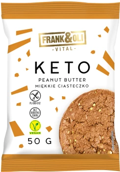 Miękkie ciasteczko Keto Frank&Oli, masło orzechowe + chia, bez cukru, 50g