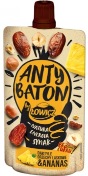 Mus antybaton Łowicz, ananas, daktyle, orzechy, bez cukru, 120g