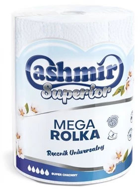 Ręcznik papierowy Cashmir Mega, 2-warstwowy, w roli, 1 rolka, biały