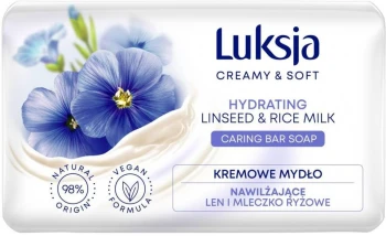 Mydło w kostce Luksja Linseed, len i mleczko ryżowe, 90g