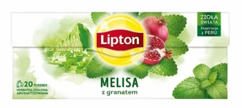 Herbata ziołowa w torebkach Lipton, melisa z granatem, 20 sztuk x 1.2g