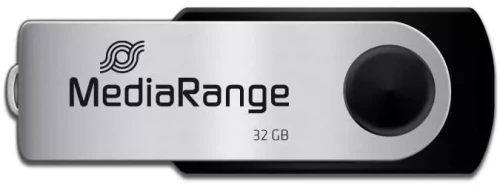 Pendrive MediaRange, 32GB, obracany, USB 2.0, srebrno-czarny