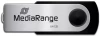 Pendrive MediaRange, 64GB, obracany, USB 2.0, srebrno-czarny