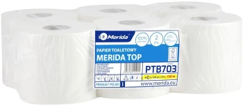Papier toaletowy Merida Top Center Pull, 2-warstwowy, 6 rolek, 13.2cmx 120m, biały