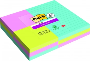 Karteczki samoprzylepne Post-it Super Sticky, kolekcja COSMIC,101x152mm/ 76x76mm, 9x90 karteczek, mix kolorów