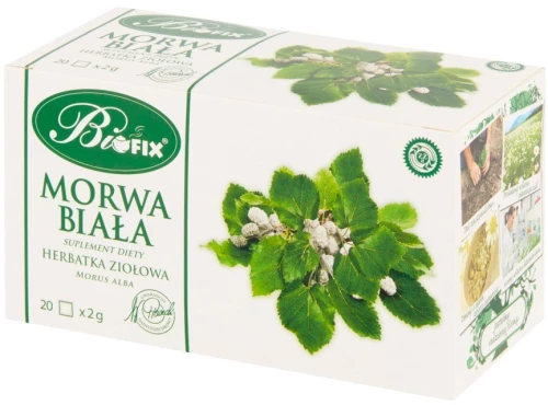 Herbata ziołowa w torebkach BiFix, morwa biała, 20 sztuk x 2g