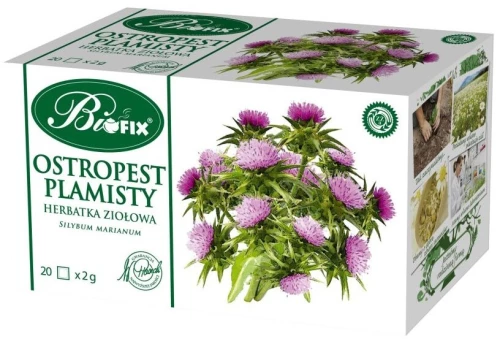 Herbata ziołowa w torebkach BiFix, ostropest plamisty, 20 sztuk x 2g