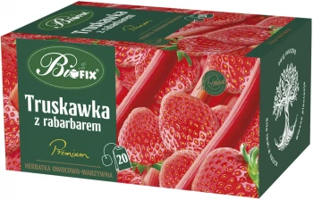 Herbata owocowa w kopertach BiFix Premium, truskawka z rabarbarem, 20 sztuk x 2g