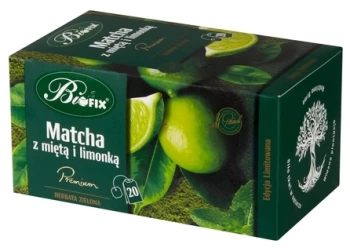 Herbata zielona w kopertach BiFix Premium Premium, matcha z miętą i limonką, 20 sztuk x 2g